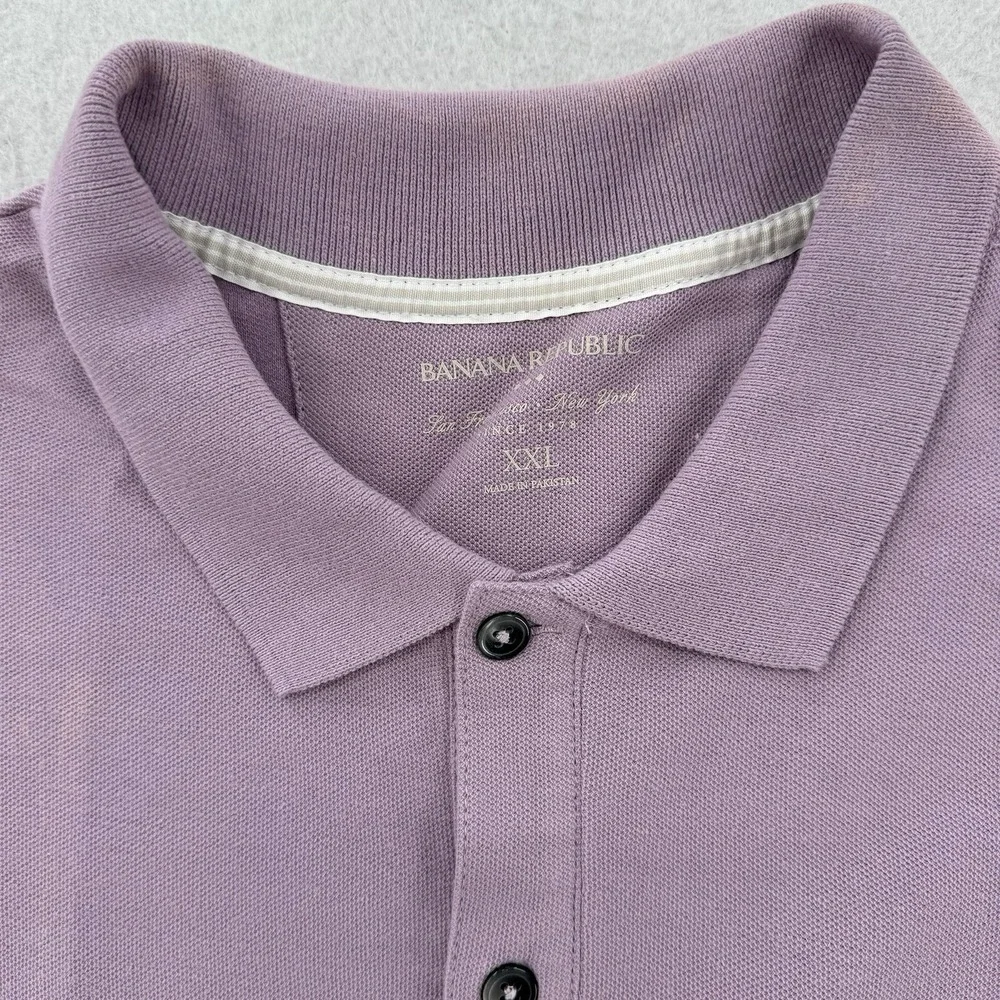 Banana Republic‎ Polo Shirt Mens XXL Purple Short Sleeve Cotton Elephant FLAW
